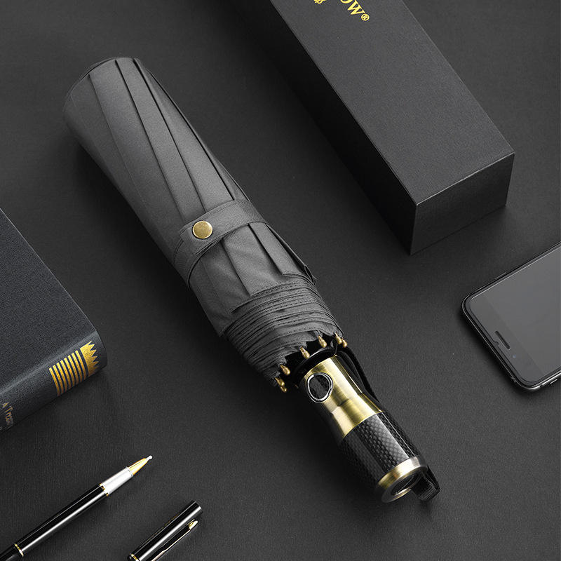 TX859 Men Business Rain Umbrellas With Gift Box 10K Sun Block Umbrella With Carbon Fiber Handle Business Gift Umbrella