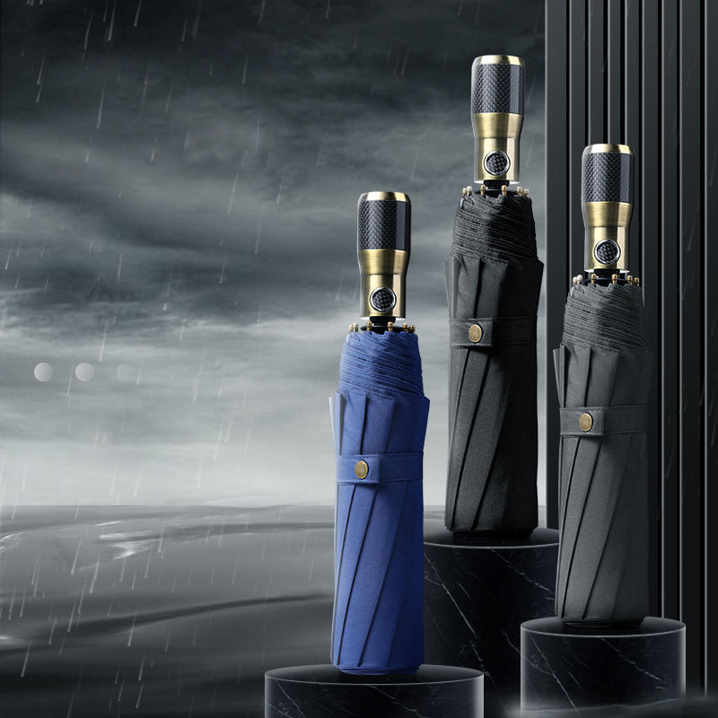 TX859 Men Business Rain Umbrellas With Gift Box 10K Sun Block Umbrella With Carbon Fiber Handle Business Gift Umbrella
